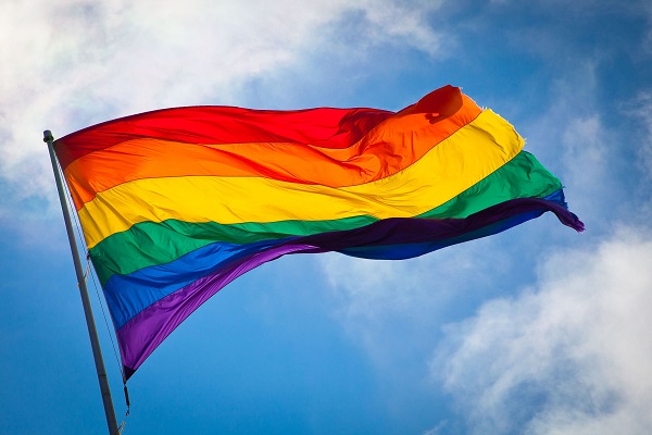 Lá cờ trên thực tế của cộng đồng LGBT gọi là cờ lục sắc với 6 màu: đỏ, cam, vàng, lục, xanh cyan và tím