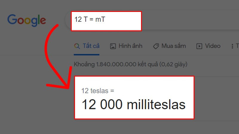 Cách tính đơn vị Tesla bằng công cụ Google