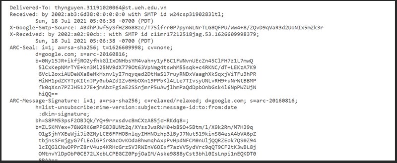 Metadata của email