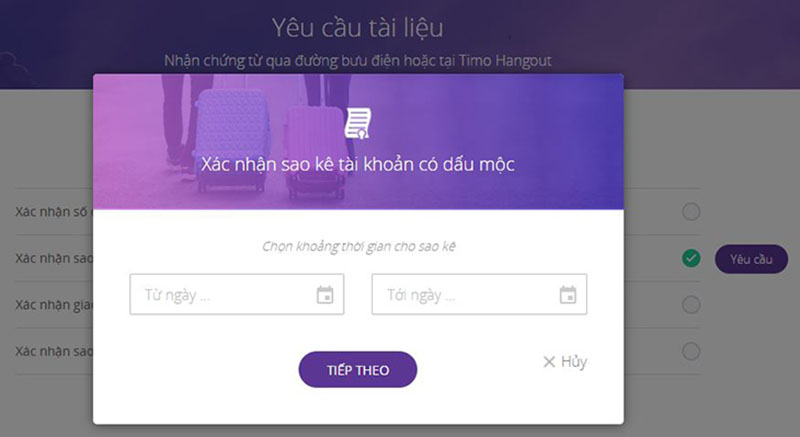 Nhập thông tin theo yêu cầu của ngân hàng