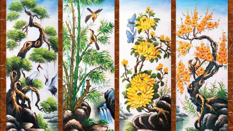 Tranh Tứ quý phổ biến ở Việt Nam