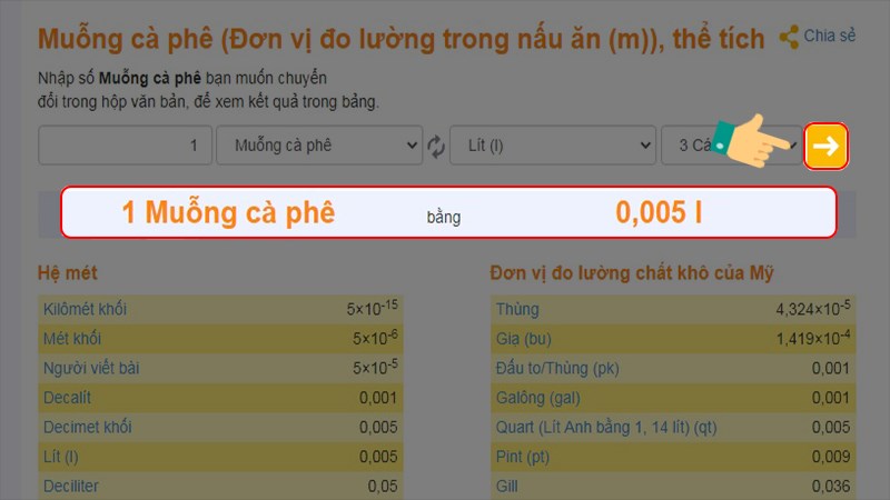 Nhấn chọn dấu mũi tên để chuyển đổi