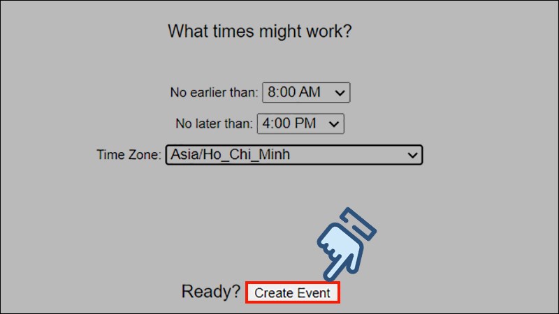 Chọn Create Event để tạo sự kiện