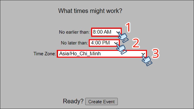Chọn thời gian cho sự kiện