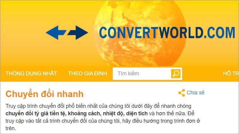 Truy cập trang web ConvertWorld Rate.
