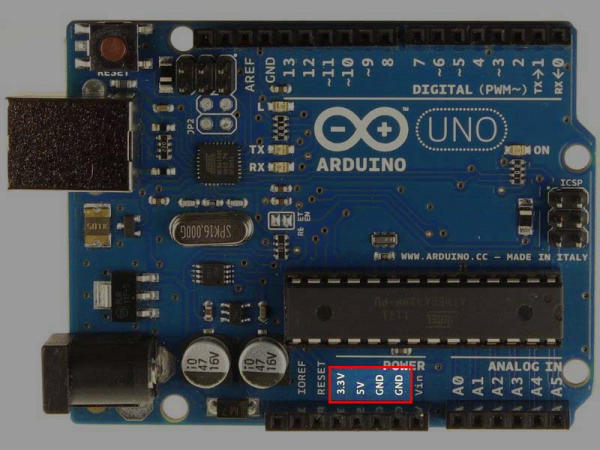 Các chân (5V, 3.3V, GND, Digital, Analog, PWM, ISF)