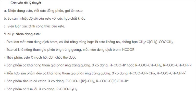 Tổng hợp kiến thức về bài tập este cơ bản