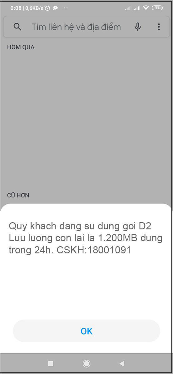 Cách kiểm tra dung lượng còn dư của gói cước