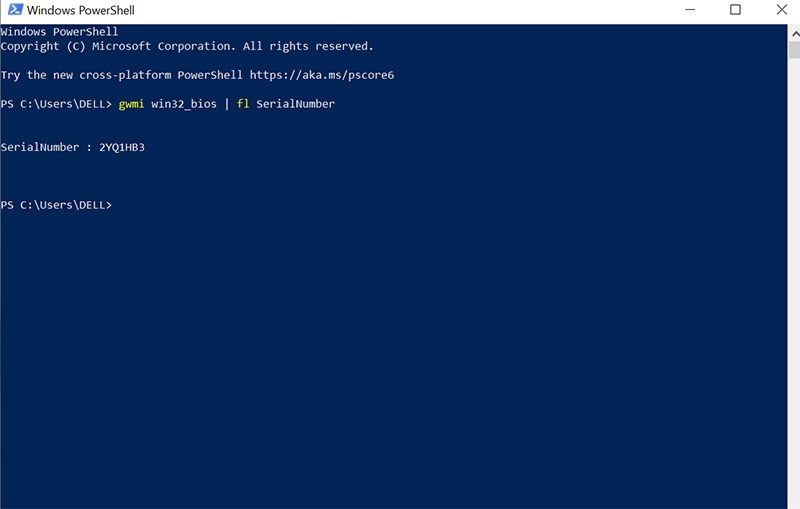 Kiểm tra bằng mã lệnh PowerShell