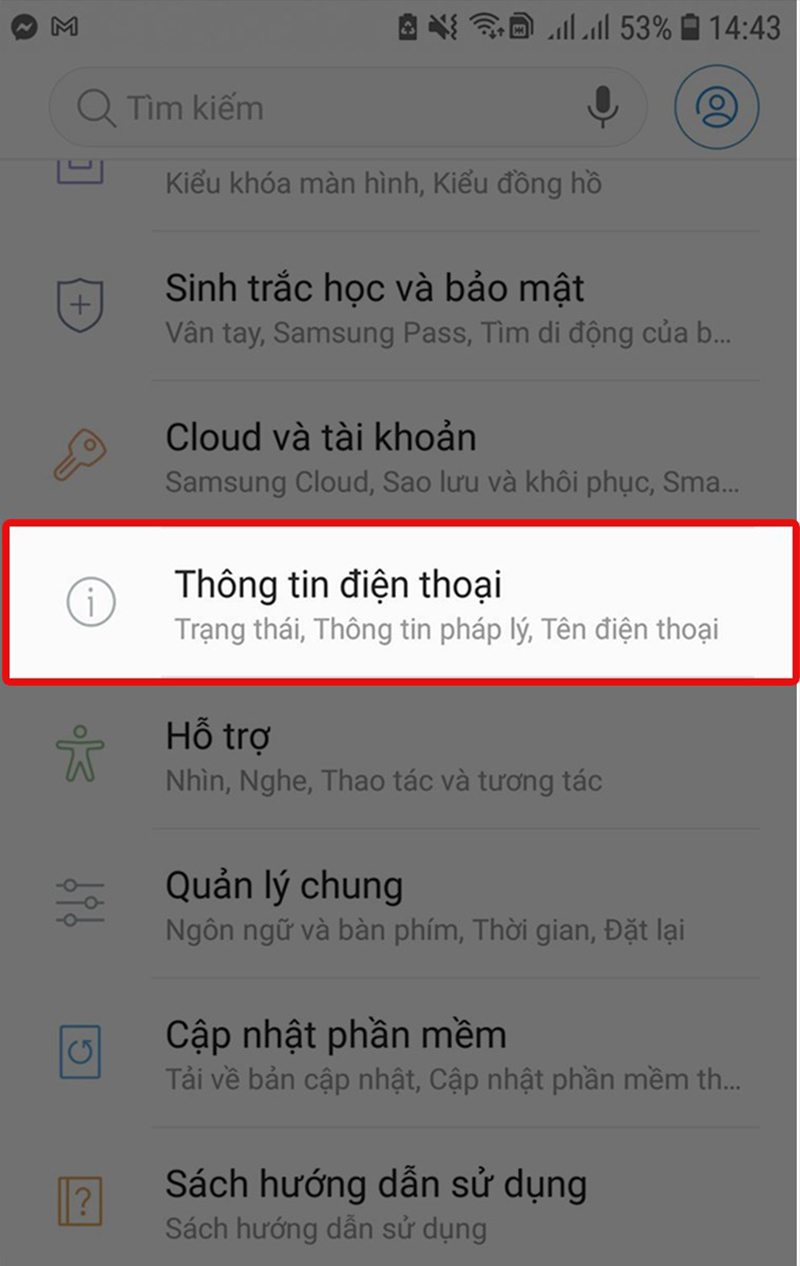 Chọn Thông tin điện thoại