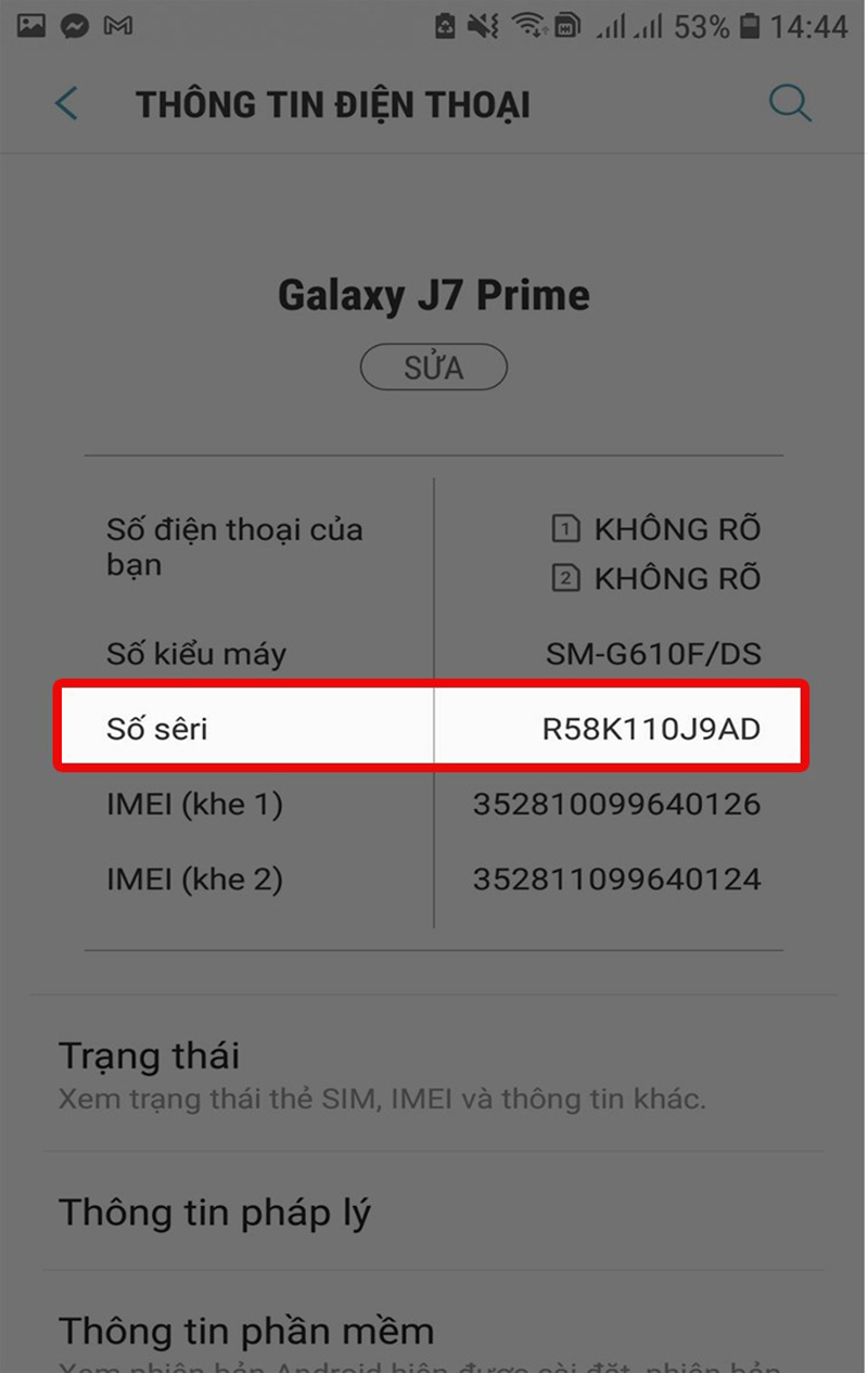 Thông tin về serial number