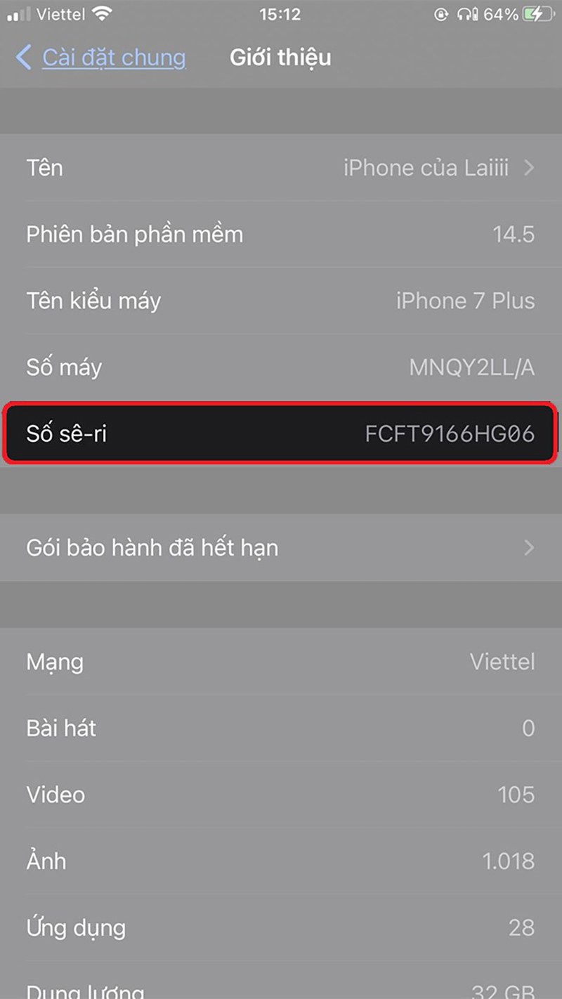 Xem Serial Number trên điện thoại iOS