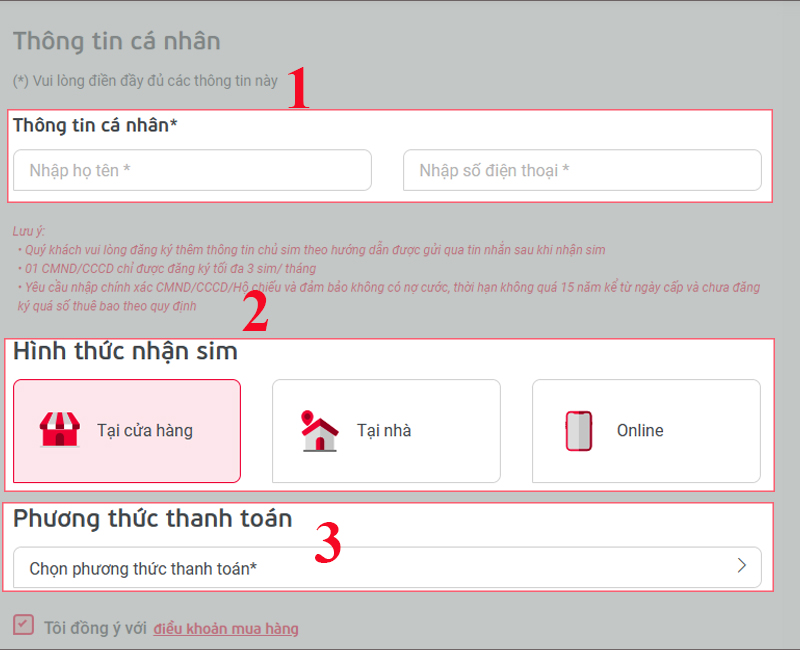Nhập đầy đủ các thông tin theo yêu cầu