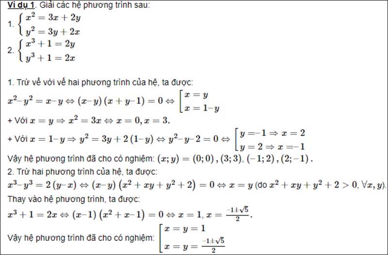 Bài tập về hệ phương trình đối xứng loại 2