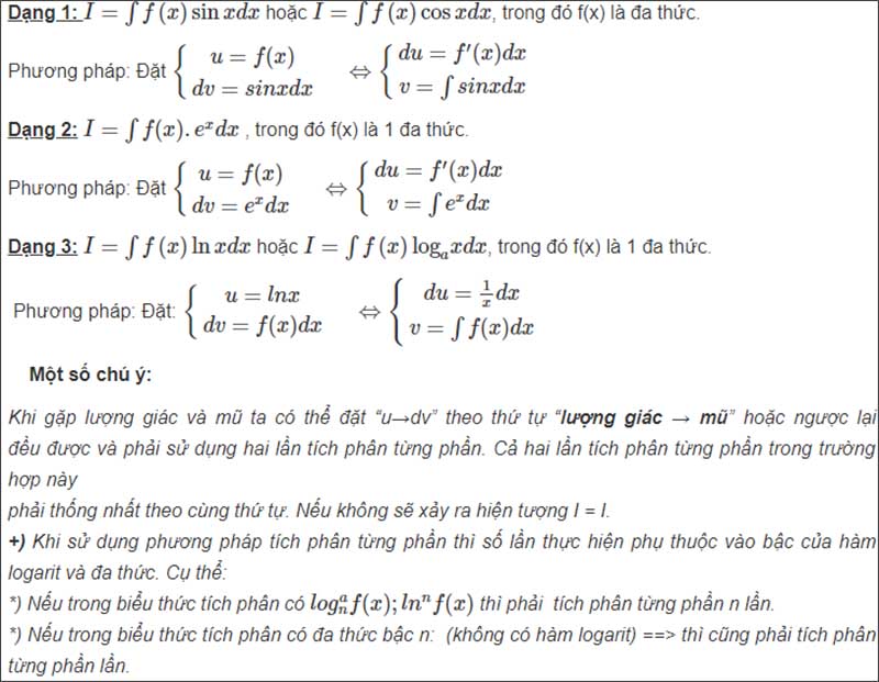 Một số dạng toán nguyên hàm từng phần