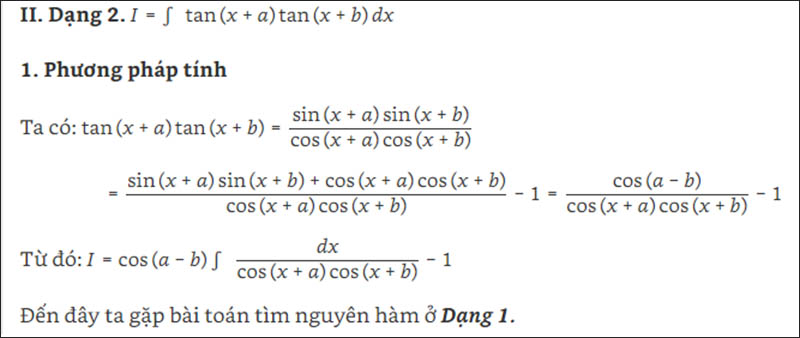Các dạng bài tập nguyên hàm lượng giác