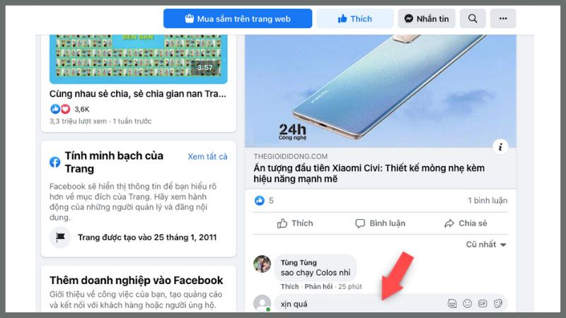 Soạn bình luận và bấm gửi