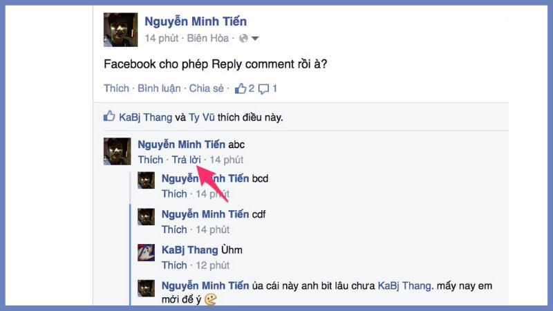 Tính năng trả lời cmt trên Facebook