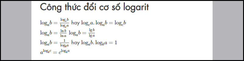Công thức logarit đổi cơ số