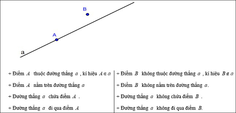 Mối quan hệ giữa điểm và đường thẳng là gì?