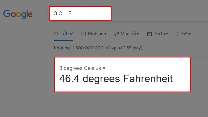 Cách đổi độ C sang độ F bằng công cụ