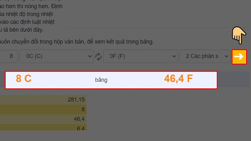 Cách đổi độ C sang độ F bằng công cụ
