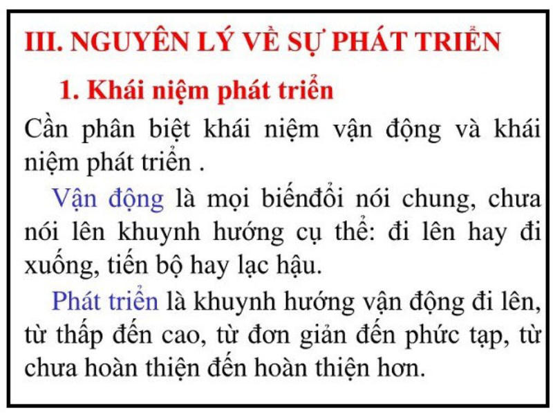 Khái niệm nguyên lý về sự phát triển