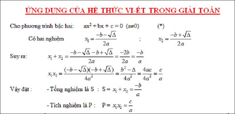 Ứng dụng định lý Vi-et