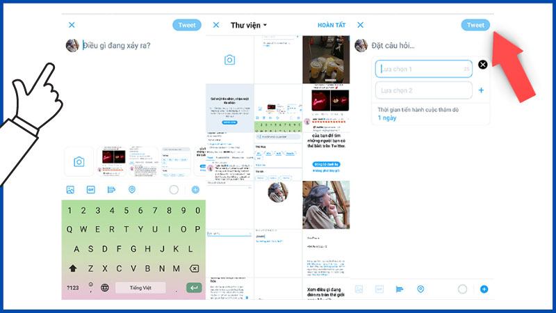 Nhập nội dung và bấm Tweet