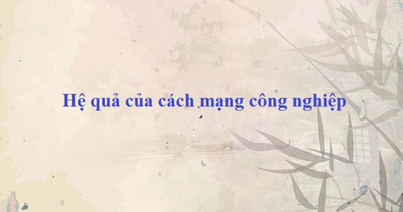 Hệ quả của cuộc cách mạng công nghiệp Anh