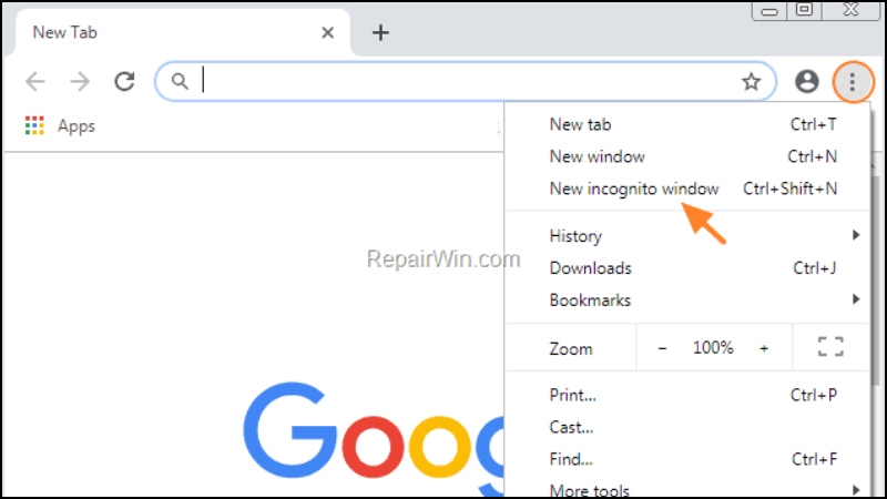 Mở chế độ ẩn danh trên trình duyệt web Google Chrome
