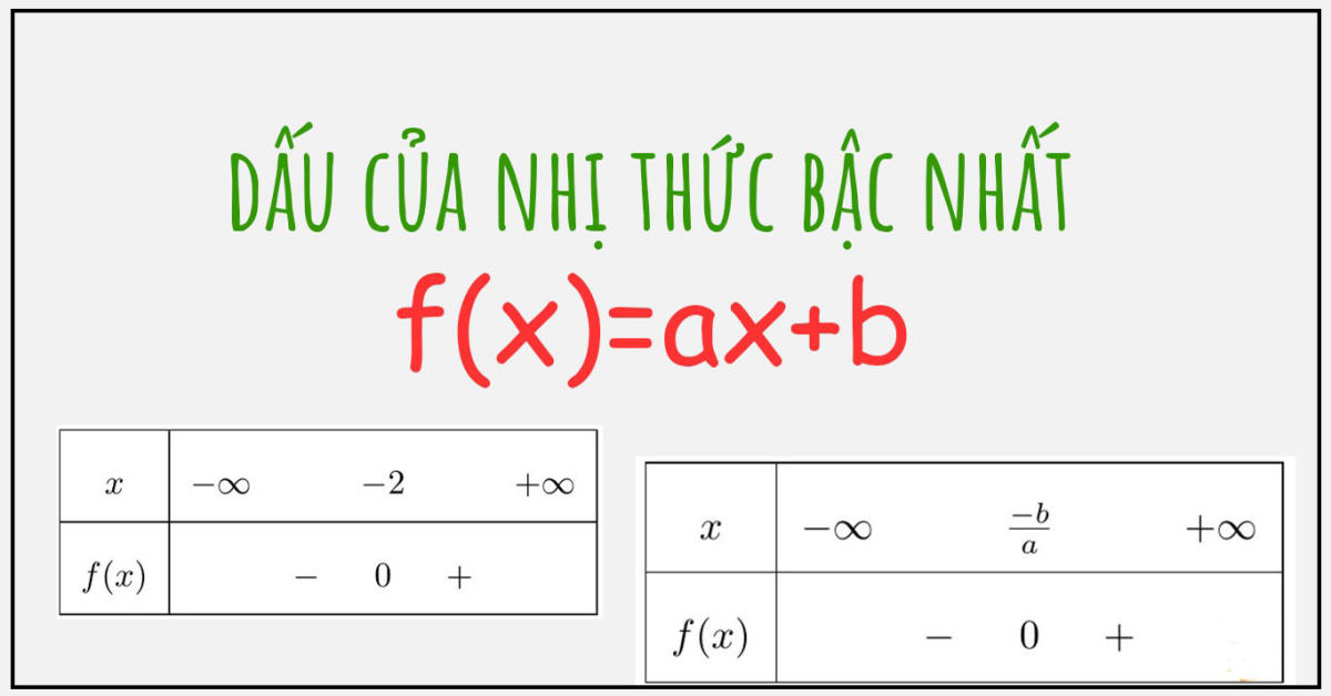 Dấu của nhị thức bậc nhất: Định lý, Cách lập bảng