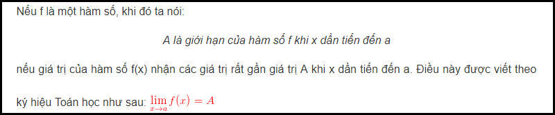 Định nghĩa giới hạn của hàm số là gì?