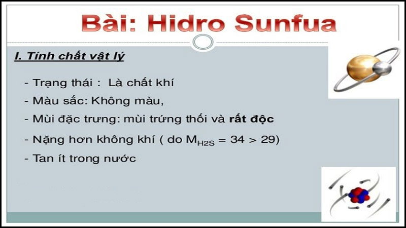 Tính chất vật lý của hidro sunfua