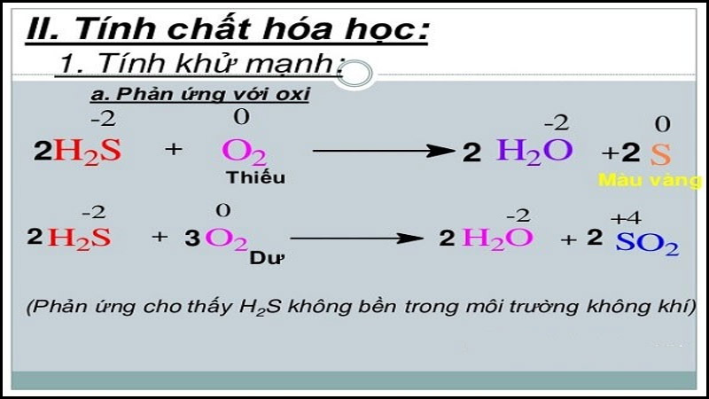 Tính chất hóa học của hidro sunfua