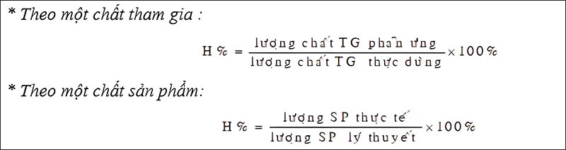 Công thức tính hiệu suất phản ứng là gì?