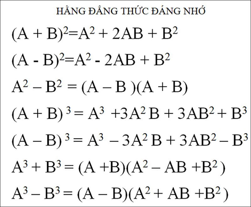 Các hằng đẳng thức đáng nhớ