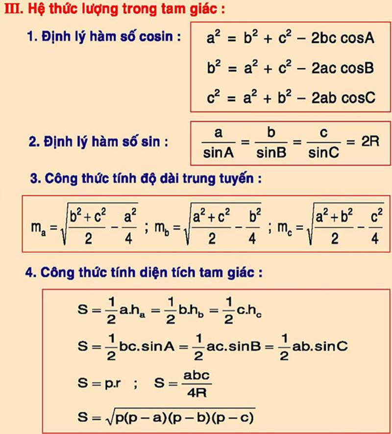 Tóm tắt công thức toán 12 phần Lượng giác