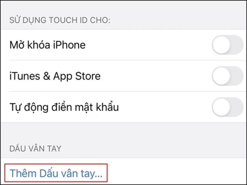 chọn thêm dấu vân tay…