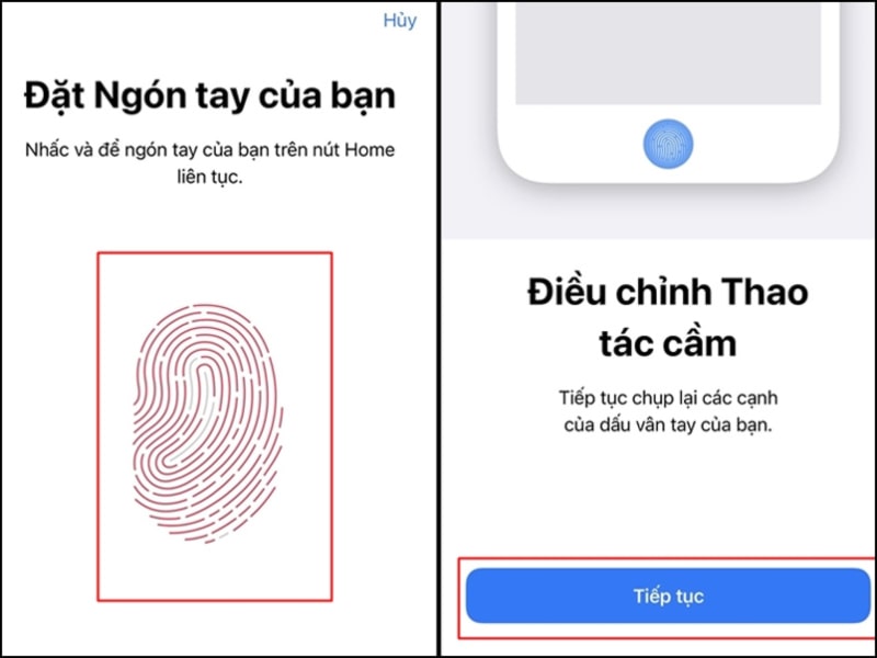 thực hiện theo các bước hướng dẫn trên thiết bị