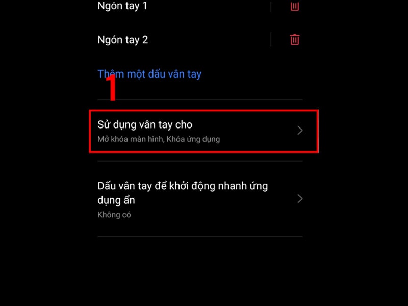 chọn sử dụng vân tay cho