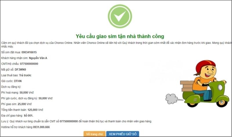 Chờ đội ngũ nhân viên liên hệ với bạn để xác nhận đơn hàng