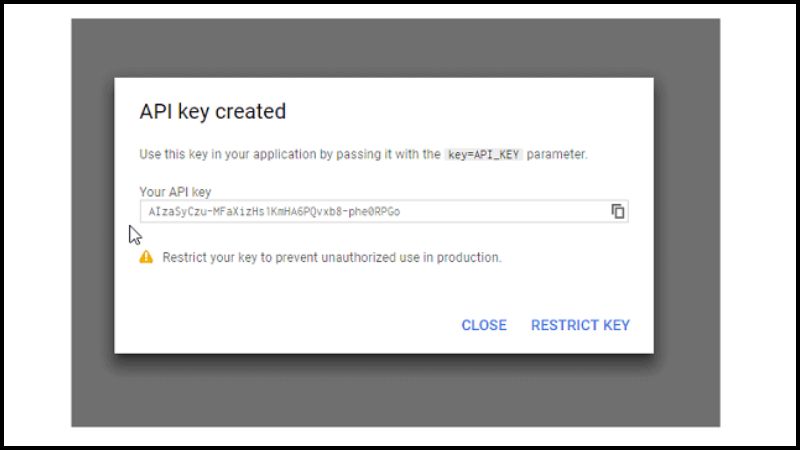 Google gửi API Key