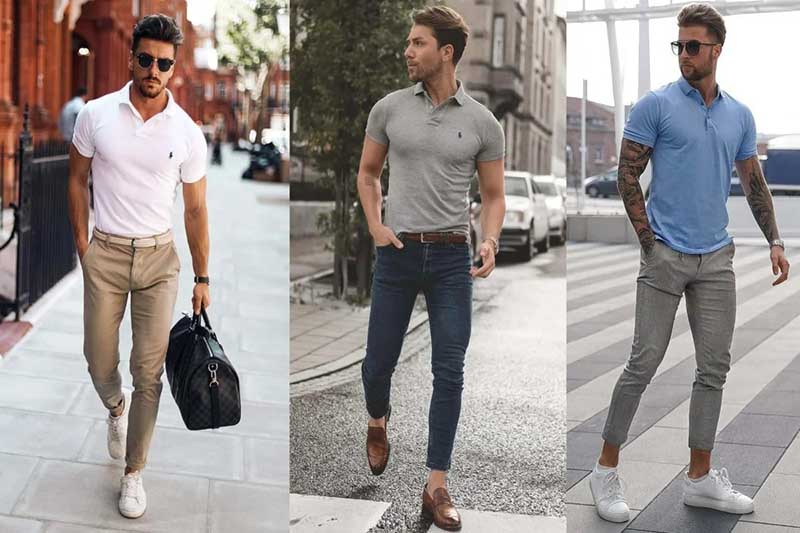 Áo polo nam phối cùng quần tây