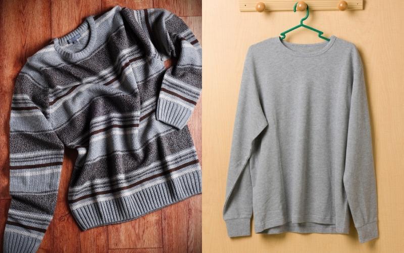 Sweater (trái) và Sweatshirt