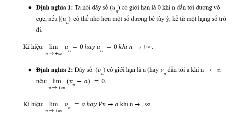 Định nghĩa dãy số có giới hạn 0