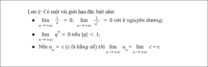 Lưu ý một vài giới hạn đặc biệt