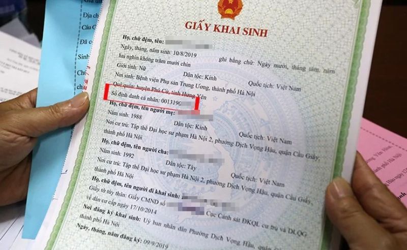 Trên giấy khai sinh sẽ thể hiện mã định danh cá nhân Trên giấy khai sinh sẽ thể hiện mã định danh cá nhân