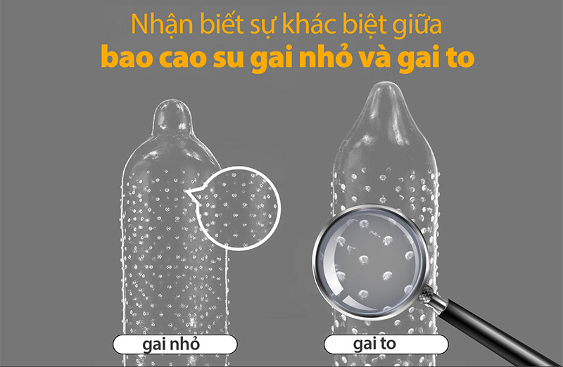 Phân loại bao cao su gai nhỏ và gai to