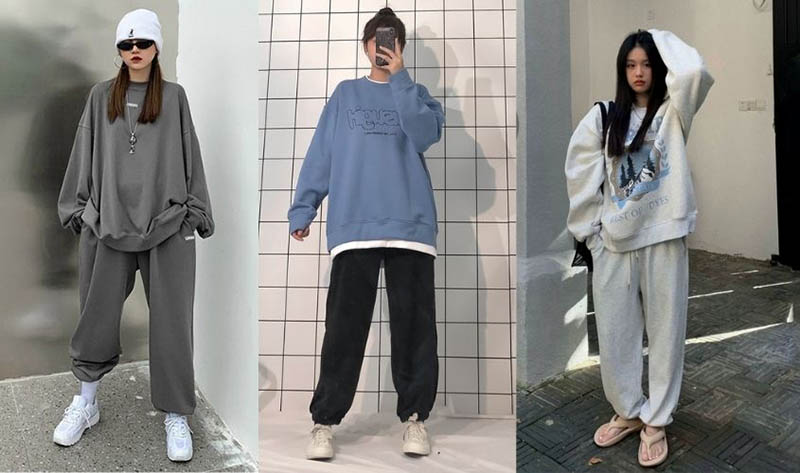 Phối áo sweater với quần jogger